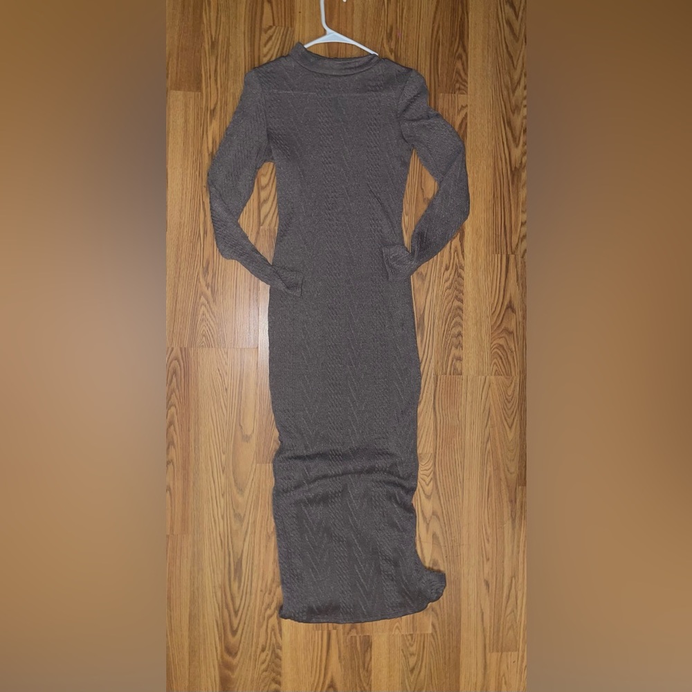 Long sleeve long bodycon knit dress